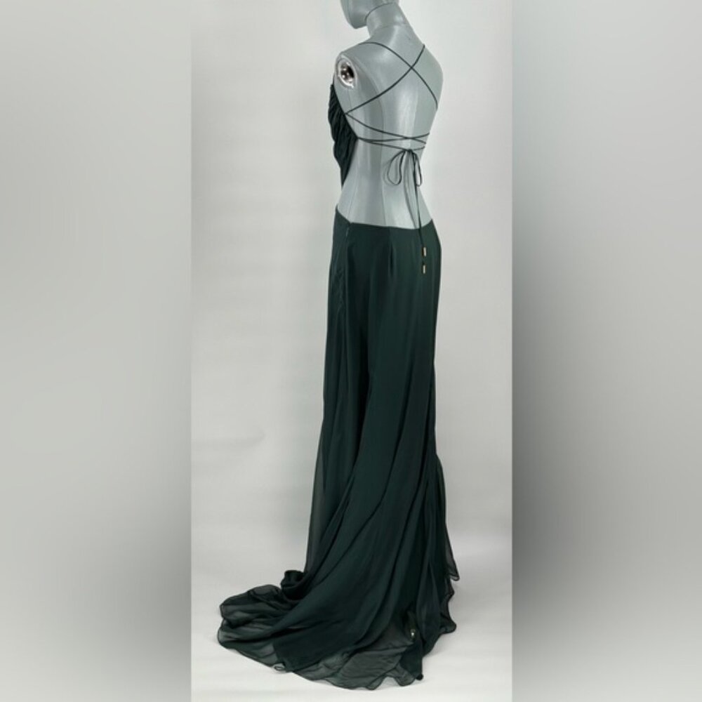 🆕 CULT GAIA 🧿 NWOT Aphea Silk Cut Out Backless Dress, Forest Green - Sz US 8 - Picture 7 of 15